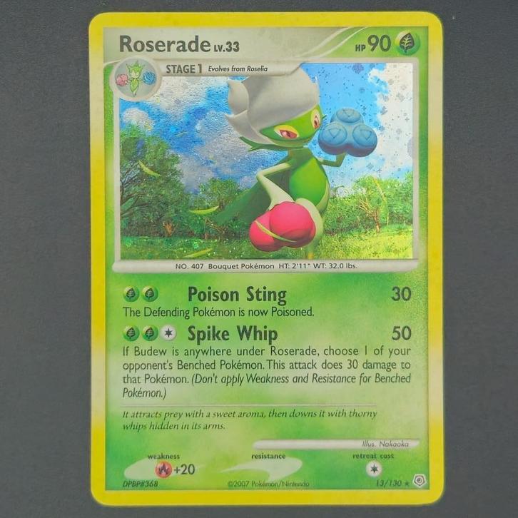 Roserade Lv.33 (DP 13), Hobby en Vrije tijd, Verzamelkaartspellen | Pokémon, Zo goed als nieuw, Losse kaart, Ophalen of Verzenden