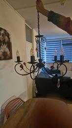 Mooie zwarte kroonluchter met accenten, Huis en Inrichting, Lampen | Kroonluchters, Ophalen, Gebruikt, Glas, Klassiek