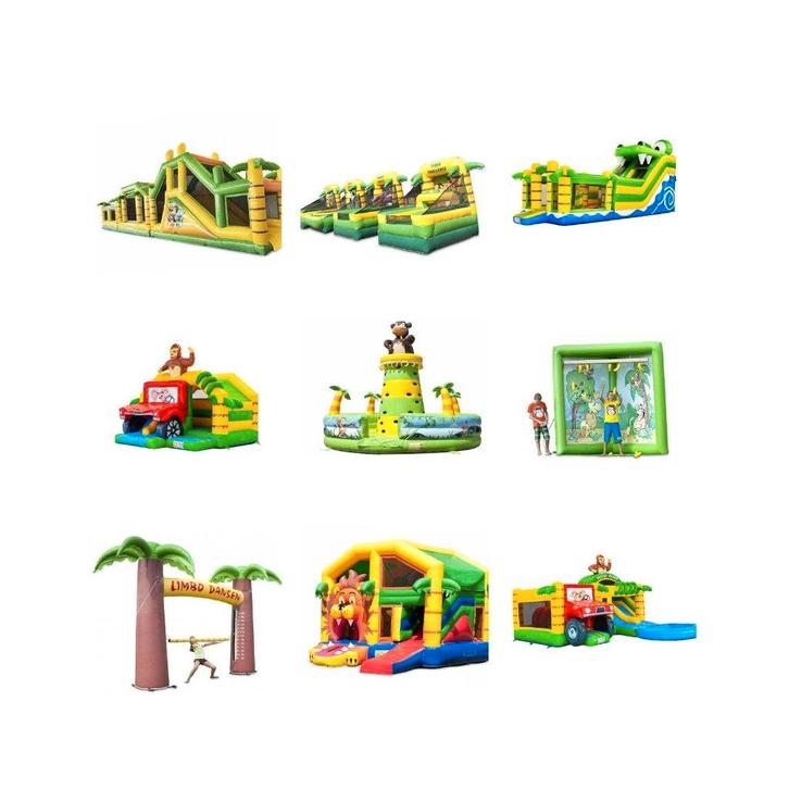 Jungle springkussen te huur, Hobby en Vrije tijd, Feestartikelen | Verhuur, Zo goed als nieuw, Overige, Ophalen of Verzenden