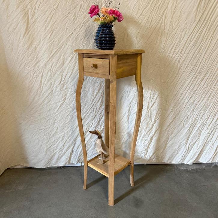 Bijzettafel - 28 x 28 cm - massief teakhout - Bij TTM Wonen, Huis en Inrichting, Tafels | Bijzettafels, Nieuw, Vierkant, 60 cm of meer