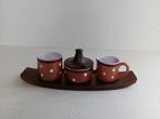 Koffie/roomstelletje.Polkadots.Porselein/hout.Jaren 60/70, Huis en Inrichting, Keuken | Servies, Overige materialen, Overige typen