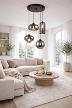 Industriële Hanglamp 4-Lichts Rookglas Zwart Design LED E27, Huis en Inrichting, Lampen | Hanglampen, Nieuw, Ophalen of Verzenden