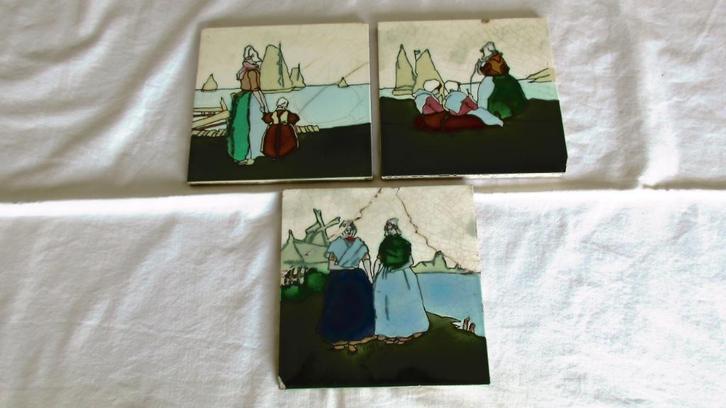 3 Jugendstill tegels van Boisenburg,ontw.door Henri Cassiers, Antiek en Kunst, Antiek | Keramiek en Aardewerk, Ophalen of Verzenden