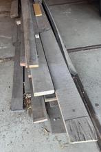 Partij hardhouten balken, Doe-het-zelf en Verbouw, Hout en Planken, Ophalen, Gebruikt, 50 mm of meer, Balk
