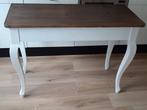 Mooie landelijke/barok grenen sidetable met witte poten, 25 tot 50 cm, 100 tot 150 cm, Rechthoekig, Ophalen of Verzenden