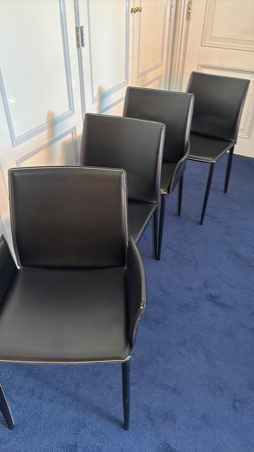4 Bontempi vergader/eetkamerstoelen, Huis en Inrichting, Stoelen, Zo goed als nieuw, Vier, Leer, Zwart, Ophalen