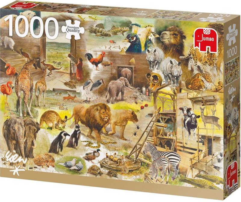 Jumbo Rien Poortvliet - Bouw van de Ark van Noah - 1000 st., Hobby en Vrije tijd, Denksport en Puzzels, Nieuw, Legpuzzel, 500 t/m 1500 stukjes
