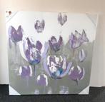 Mooi schilderij met paars lila bloemen. 1x1m, Ophalen, Zo goed als nieuw, Schilderij, 100 tot 125 cm