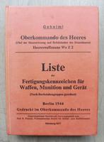 BOEK: Liste der Fertigungskennzeichen für Waffen, Munition, Verzenden, Landmacht, Duitsland, Boek of Tijdschrift