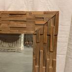 Spiegel (facet) - mozaïek teak lijst - 80 x 80 cm- TTM Wonen, Www.ttmwonen.nl, Vierkant, Nieuw, Ophalen of Verzenden