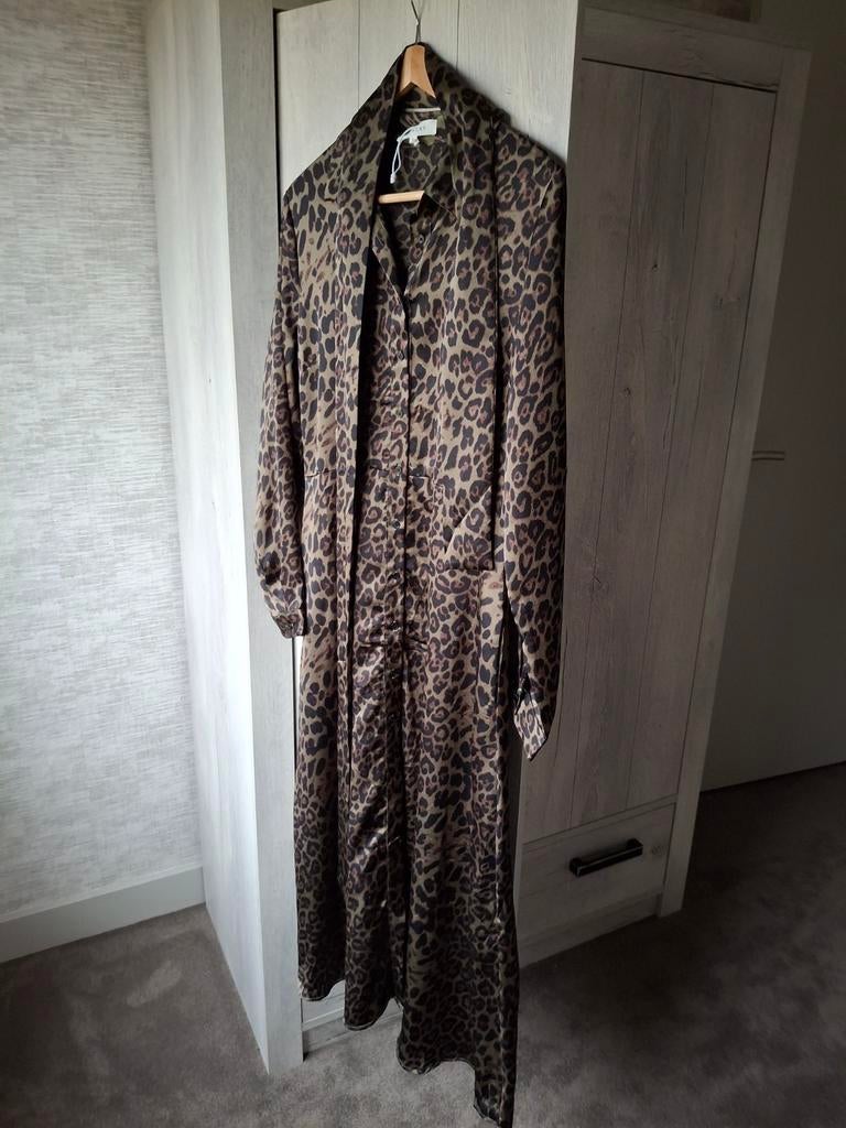 Mooie tijgerprint jurk/ bruin/groen, Zwart, Maat 42/44 (L), Nieuw, Ophalen of Verzenden