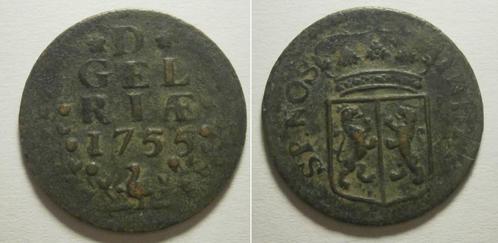 2] Gelderland Duit 1755, Postzegels en Munten, Munten | Nederland, Losse munt, 1 cent, Vóór koninkrijk, Ophalen of Verzenden