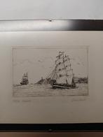 Zeilschip ets, ingelijst, Ophalen of Verzenden