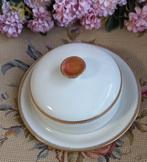 Prachtige brocante botervloot, goud/bruin randje, Bavaria, Antiek en Kunst, Ophalen of Verzenden