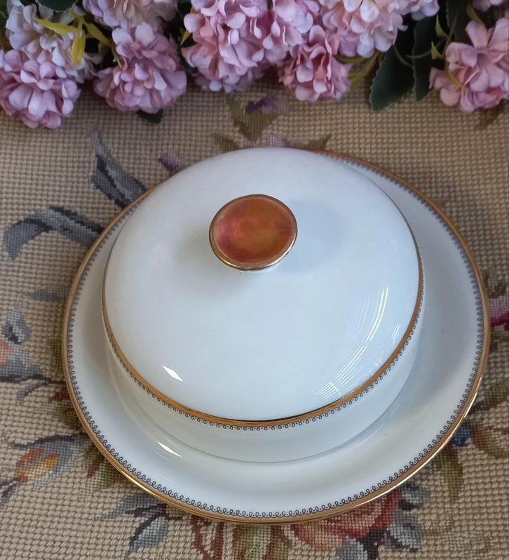 Prachtige brocante botervloot, goud/bruin randje, Bavaria, Antiek en Kunst, Curiosa en Brocante, Ophalen of Verzenden