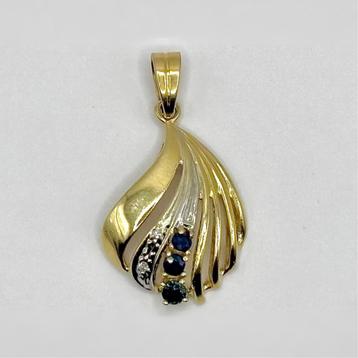 14 karaat gouden hanger met saffieren & diamanten beschikbaar voor biedingen