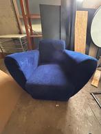 2 Blauwe stoffen stoelen, Huis en Inrichting, Fauteuils, Ophalen, Gebruikt, Minder dan 75 cm, 75 tot 100 cm