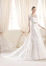 Bruidsjurk met mouwen maat 38, Ophalen of Verzenden, Zo goed als nieuw, Wit, Trouwjurk