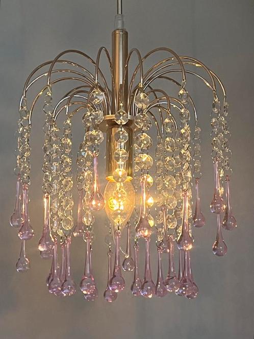3 stuks murano roze teardrop kroonluchters hanglamorh, Huis en Inrichting, Lampen | Kroonluchters, Ophalen of Verzenden