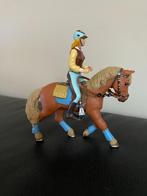 Papo paard (bruinblauw) met ruiter, Ophalen of Verzenden, Gebruikt, Paard, Beeldje of Figuurtje