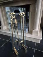 Openhaardset Glas- Brons / koper (5-delig), Huis en Inrichting, Haarden, Ophalen of Verzenden, Zo goed als nieuw, Vrijstaande haard