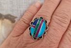 Zuni indianen ring edelsteen, Ophalen of Verzenden, Zo goed als nieuw, 17 tot 18, Met edelsteen