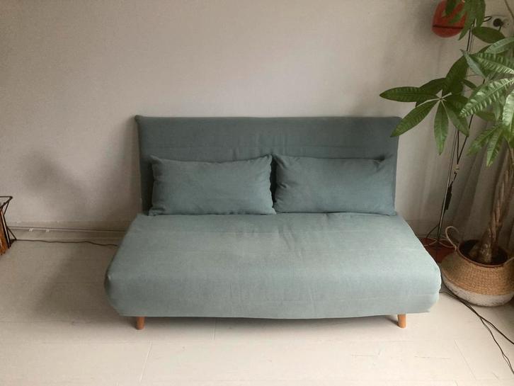 Slaapbank Nio Maisons du Monde tweepersoons zeegroen, Huis en Inrichting, Slaapkamer | Slaapbanken, Zo goed als nieuw, 140 cm