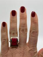 Z522 Prachtige zilveren ring rode jaspis maat 18, Sieraden, Tassen en Uiterlijk, Ringen, Ophalen of Verzenden, X, Met edelsteen