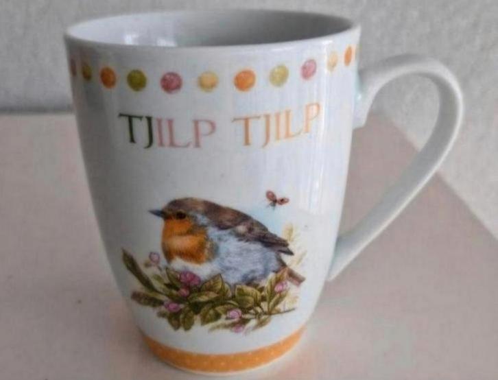 Beker Theo met Roodborstje, Huis en Inrichting, Keuken | Servies, Zo goed als nieuw, Overige typen, Overige stijlen, Ophalen of Verzenden