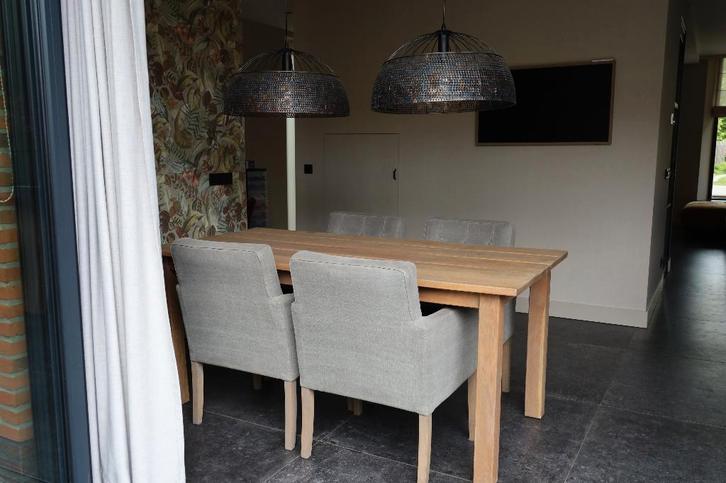 Eetkamertafel eikenhout met 6 stoelen, Huis en Inrichting, Complete eetkamers, Zo goed als nieuw, 4 tot 6 stoelen, Ophalen