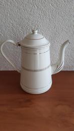 Emaille Creme met gouden bies koffie kan, Antiek en Kunst, Antiek | Emaille, Ophalen of Verzenden