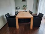 Zwarte lederen eetkamerstoelen - 6 stuks, Huis en Inrichting, Stoelen, Ophalen, Gebruikt, Zwart, Leer