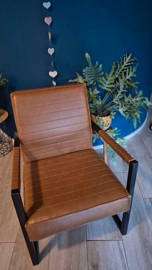 Cognac kleurige fauteuil / stoel, Huis en Inrichting, Stoelen, Gebruikt, Eén, Bruin, Ophalen