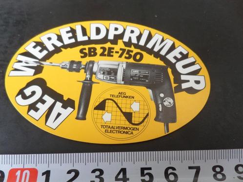 sticker AEG telefunken wereldprimeur boormachine SB 2E-750 *, Verzamelen, Stickers, Zo goed als nieuw, Bedrijf of Vereniging, Ophalen