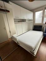 Opklapbed met of zonder kastruimte, Huis en Inrichting, Ophalen, Eenpersoons, Wit, 140 cm