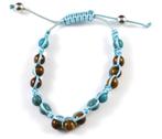 Shamballa armband glas kralen bruin en turquoise, Sieraden, Tassen en Uiterlijk, Armbanden, Marktplaats@koningsieraden.nl, Overige materialen