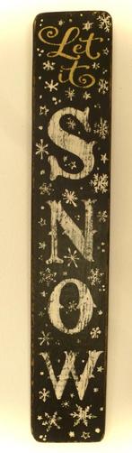 Handgeschilderd Après Ski bord / Let it Snow (zwart) / Kerst, Zo goed als nieuw, DeKameraadschap, Dj.kammeraat@telfort.nl, Bergenhuizen 6