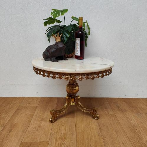 Vintage Hollywood Regency salontafel koffietafel marmer blad, Huis en Inrichting, Tafels | Salontafels, Gebruikt, Minder dan 50 cm