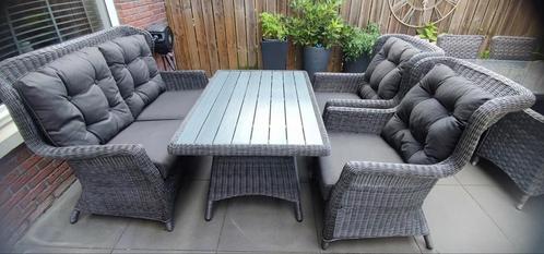 Wicker tuinset / dinner set antraciet, Tuin en Terras, Tuinsets en Loungesets, Gebruikt, Tuinset, Wicker, 4 zitplaatsen, Bank