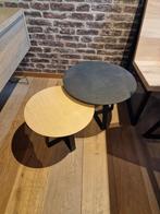 Salontafel Set - Eikenhout & Zwart Metaal - Nieuw, Ophalen, Minder dan 50 cm, Rond, Nieuw