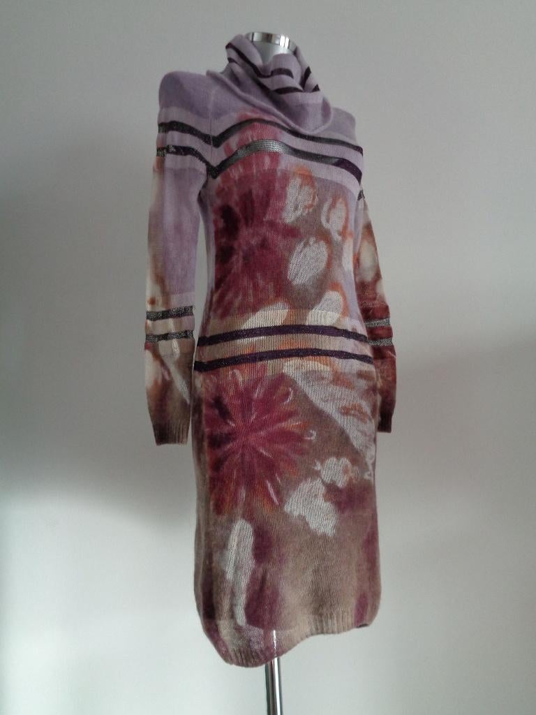 Caroline Biss jurk, maat 36  wol zijde mohair angora 2-delig, Verzenden, Paars, Nieuw, Maat 36 (S)