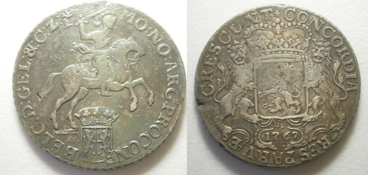 Gelderland Zilveren Rijder of Dukaton 1767 - Zeldzaam, Postzegels en Munten, Munten | Nederland, Losse munt, 2½ gulden, Vóór koninkrijk