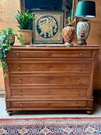 Vintage commode jaren ‘30 visgraat houtfineer marmeren blad, Huis en Inrichting, Kasten | Ladekasten, Ophalen, Eikenhout, 100 tot 150 cm