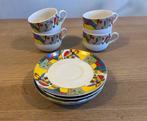 4 vintage porseleinen kop en schotels Douwe Egberts, Ophalen of Verzenden, Zo goed als nieuw, Overige stijlen, Kop(pen) en/of Schotel(s)