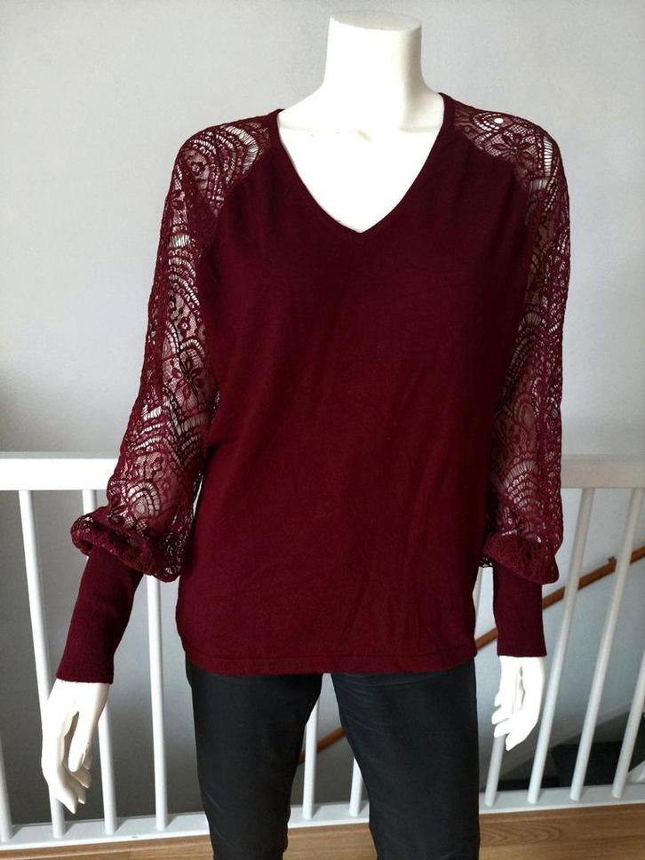 Trui bordeaux rood kanten mouwen zo goed als nieuw MS mode, Kleding | Dames, Truien en Vesten, Zo goed als nieuw, Maat 46/48 (XL) of groter
