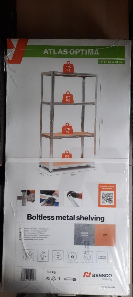 Atlas Optima Boltless Metal Shelving 148x80x40 (5 stuks), Huis en Inrichting, Kasten | Stellingkasten, Nieuw, Ophalen