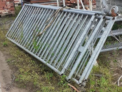2 setjes inrijpoorten - draai hekken gegalvanisserd, Tuin en Terras, Tuinhekken en Hekwerk, Gebruikt, Spijlenhekwerk, IJzer, Met poort