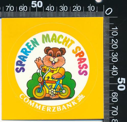 Sticker: Commerzbank - Sparen macht spass (Fiets - 1), Verzamelen, Stickers, Ophalen of Verzenden
