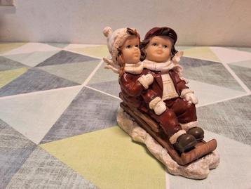 Kerstbeeld: Kinderen op Slee beschikbaar voor biedingen