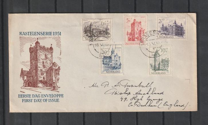 FDC E5, Zomerzegels uit 1951. Beschreven., Postzegels en Munten, Postzegels | Eerstedagenveloppen, Beschreven, Nederland, Verzenden